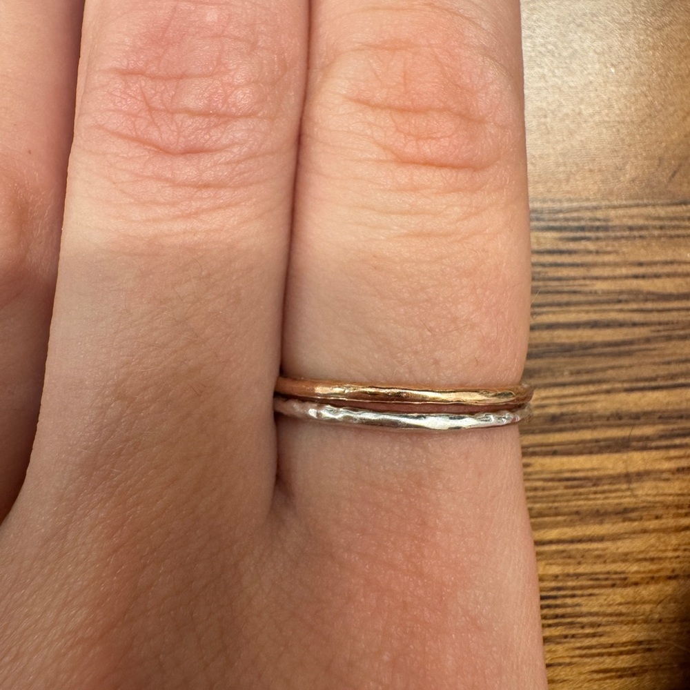 Kendra Scott Larissa Sterling Silver and 18K Rose Gold Vermeil Ring Duo - Size 8